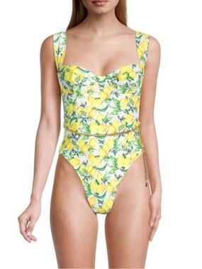 WeWoreWhat Vintage Danielle One-Piece Swimsuit Lemons All Over White